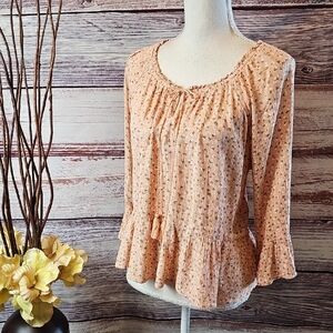 Hippie Rose Peach Floral Blouse